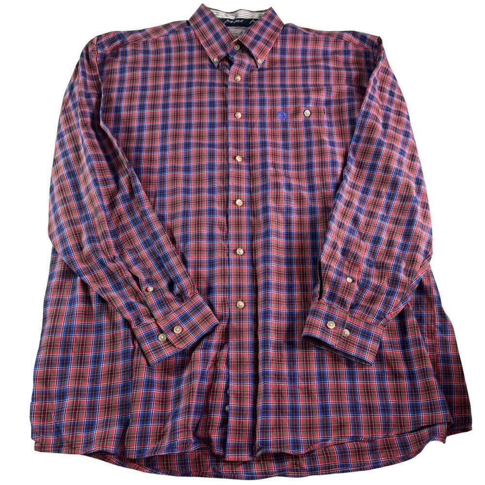 Wrangler George Strait Cowboy Cut Shirt XL Plaid Western Button Down Cotton